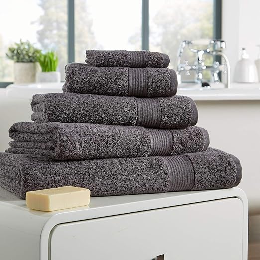London Dream Egyptian Cotton Bath Sheet, 500 GSM Home Collection Quick Dry Large Bathroom Towel Size 90 x 140 cm (1 x Bath Sheet, Charcoal)