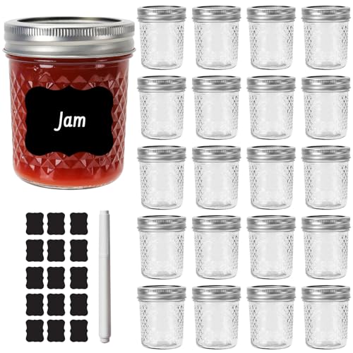 Keketin Small Mason Jars 6 oz with Airtight Lids 20 Pack Glass Canning Jar