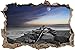 Produktbild Pixxprint 3D_WD_4955_62x42 Steinmauer am Meer bei schönem Abendhimmel Wanddurchbruch 3D Wandtattoo, Vinyl, schwarz / weiß, 62 x 42 x 0,02 cm