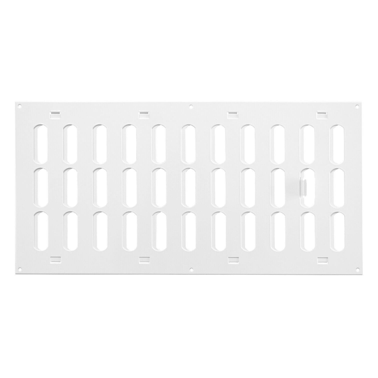 Prostko Ltd White Metal Air Vent Grille / 400Mm X 200Mm / With Adjustable Shutter/Modern Rectangular Flat Louvre Duct Cover