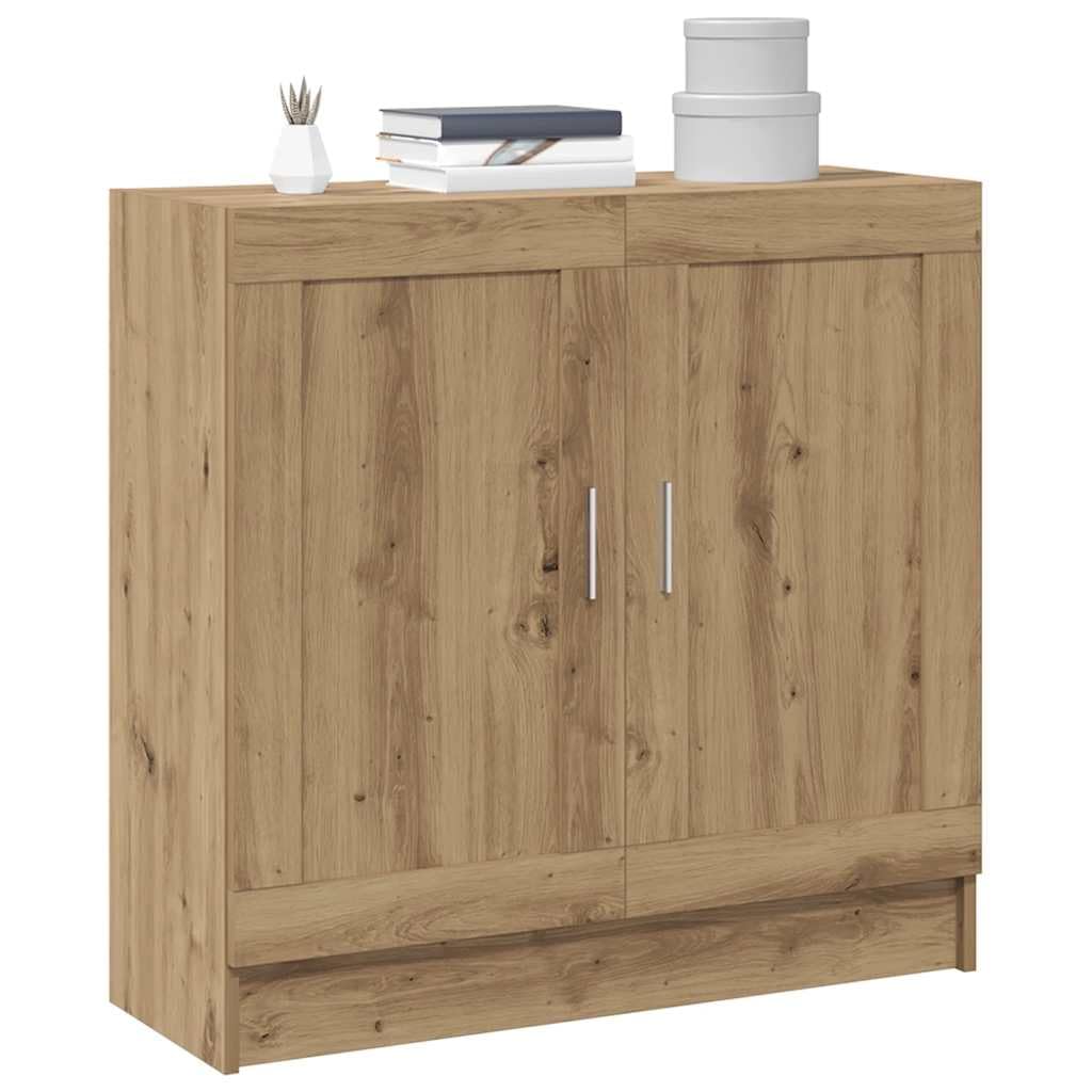 Bücherschrank Artisan-Eiche 82,5x30,5x80 cm, Holzwerkstoff, mit 2 Türen, vielseitige Regaleinheit für Bücher, DVDs, Wohnzimmer, Schlafzimmer