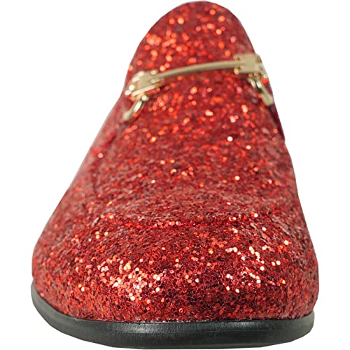 Image of bravo! Men Dress Shoe Prom Slip-on Loafer Lace-up Oxford Cap Toe Metallic Glitter for Wedding Prom Black Blue Green Gold Pink Pewter Purple Silver Red