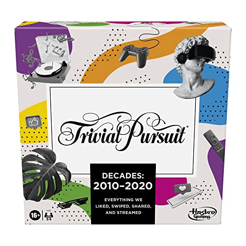 Trivial Pursuit Decades 2010 a 2020 Juego de mesa para adultos y adolescentes, juego de preguntas sobre cultura pop, edades de 16 años en adelante