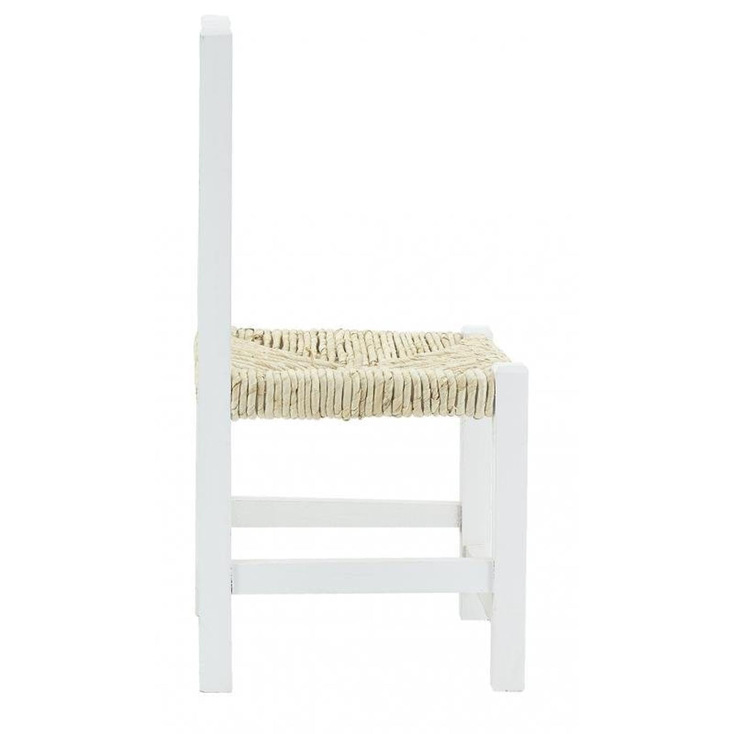 AUBRY GASPARD - Chaise Enfant Bois Blanc Assise Paille de Maïs - Finition Vieillie Patinée - 25 x 25 x 50 cm - Hauteur Assise 25 cm - Dès 3 Ans - Entretien Facile - Livrée Montée