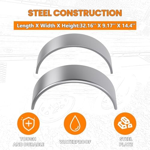 Image of HECASA Single Axle Trailer Fenders W /Fender Backs Fits 14 inch to 16 inch Wheels | 32 inch x 9 inch x 15 inch Replacement for Car Hauler Trailer Cargo Trailer Utility Trailer Landscape Trailer Steel Round (2Pcs)