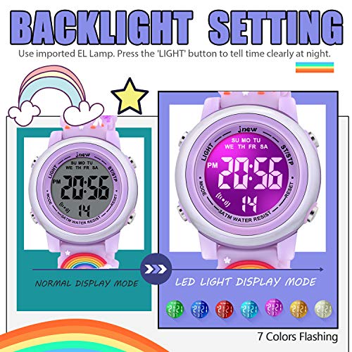 3d cartoon waterproof watches for girls with alarm - best toys gifts for girls age 3-12
