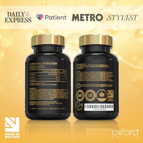 Vitamin D3 K2 Capsules - 4000 IU Vitamin D & 100mcg Vitamin K MK7 - Boosted with Coconut MCTs for Absorption | High Strength Vitamin D and K2 Capsules | UK Made & Vegetarian - Image 3