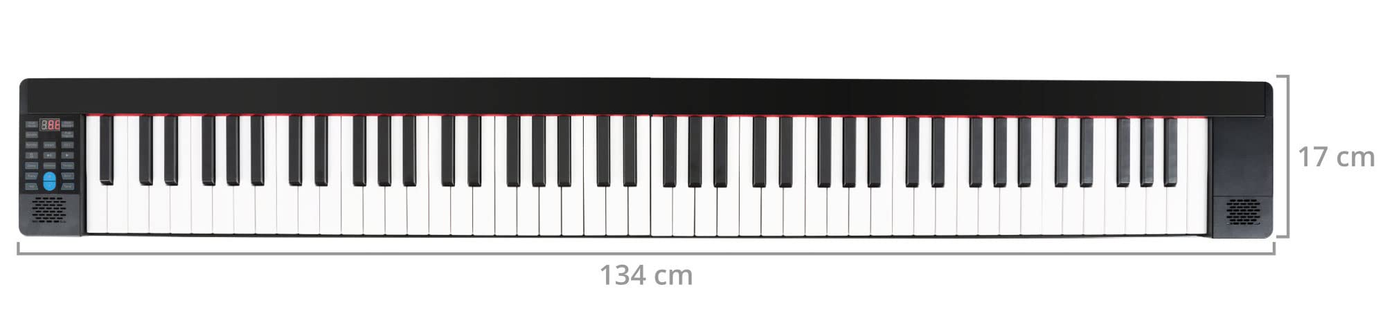 FunKey KP-88II Klapp-Piano - Keyboard zum Zusammenklappen - 88 Tasten in Standardgröße mit Anschlagdynamik - 1100 mAh-Akku - Lautsprecher - Inkl. Tasche, Netzteil & Sustain-Pedal - Schwarz
