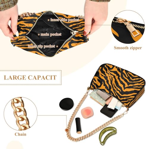 Image of Shoulder Bags for Women Animal Zebra Leopard Cheetah Tiger Print Hobo Tote Handbag Small Clutch Purse with Zipper Closure