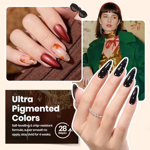Image of beetles Gel Polish Set - Gel Nail Polish Kit Gilded Veil 25 Colors Black White Burgundy Blue Nude Grey Green Glitters UV Led Nail Polish with Top Base Coat Soak off Nail Art Gift for Women