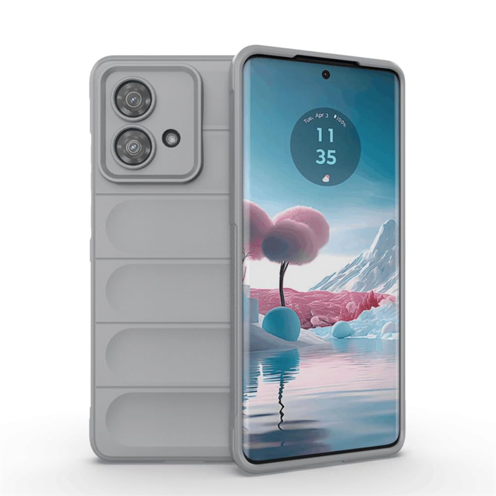 Gruattreay Liquid Silicone Case Compatible with Motorola Edge 40 Neo with Camera Lens Protection, Anti-Scratch Soft Microfiber Lining, Rubber Full Body Shockproof Cover (Light Gray)