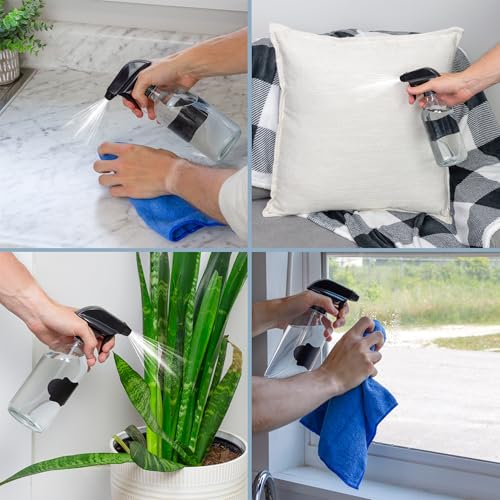 Cornucopia 16oz Clear Glass Spray Bottles (6-Pack); 3-Setting Sprayer Tops and Chalk Labels4