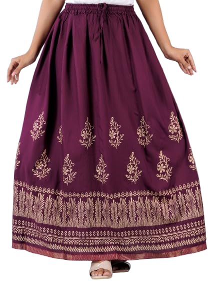 KURTISKIRT Women and Girl Traditional Ethnic Embroidery Floor Length New Gold Printed Long Skirt Women Girl-image-36