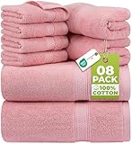 Utopia Towels 8-teiliges Premium-Handtuch-Set, 2 Badetücher, 2 Handtücher und 4 Waschlappen, 600 g/m², 100% ringgesponnene Baumwolle, Fitnessstudio, Hotel und Spa (Altrosa)