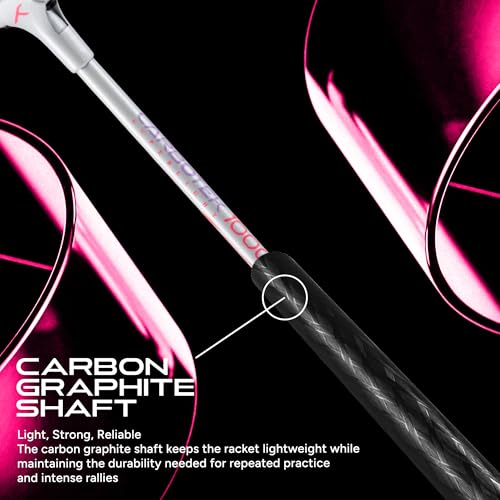Image of Hundred Carbotek 1000 Badminton Rackets (Pack of 2) | Superlight Head-Heavy Racket for Smash Power | Slim Shaft, Carbon Graphite Shaft & Curve Frame for Better Sweet Spot