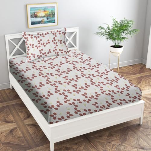 Image of IVAZA Ezyption Cotton 280 TC Soft and Warm Bedsheet Set for Single Size Bed Soft Durable bedsheet with1 Pillow Cover Maroon White