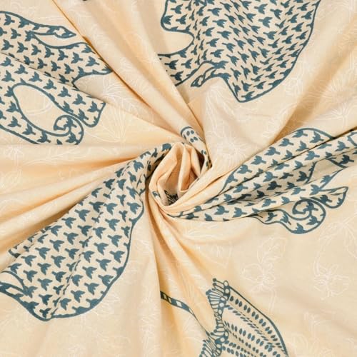 Image of Living Roots Ethnic Jaipur Block Print Double Cotton Bedsheet & 2 Pillow Covers, for Mattress Upto 6 inches Thick, No Colour Bleeding, Blue Colour, King Size 90 * 108 inches, 120TC (601-C)