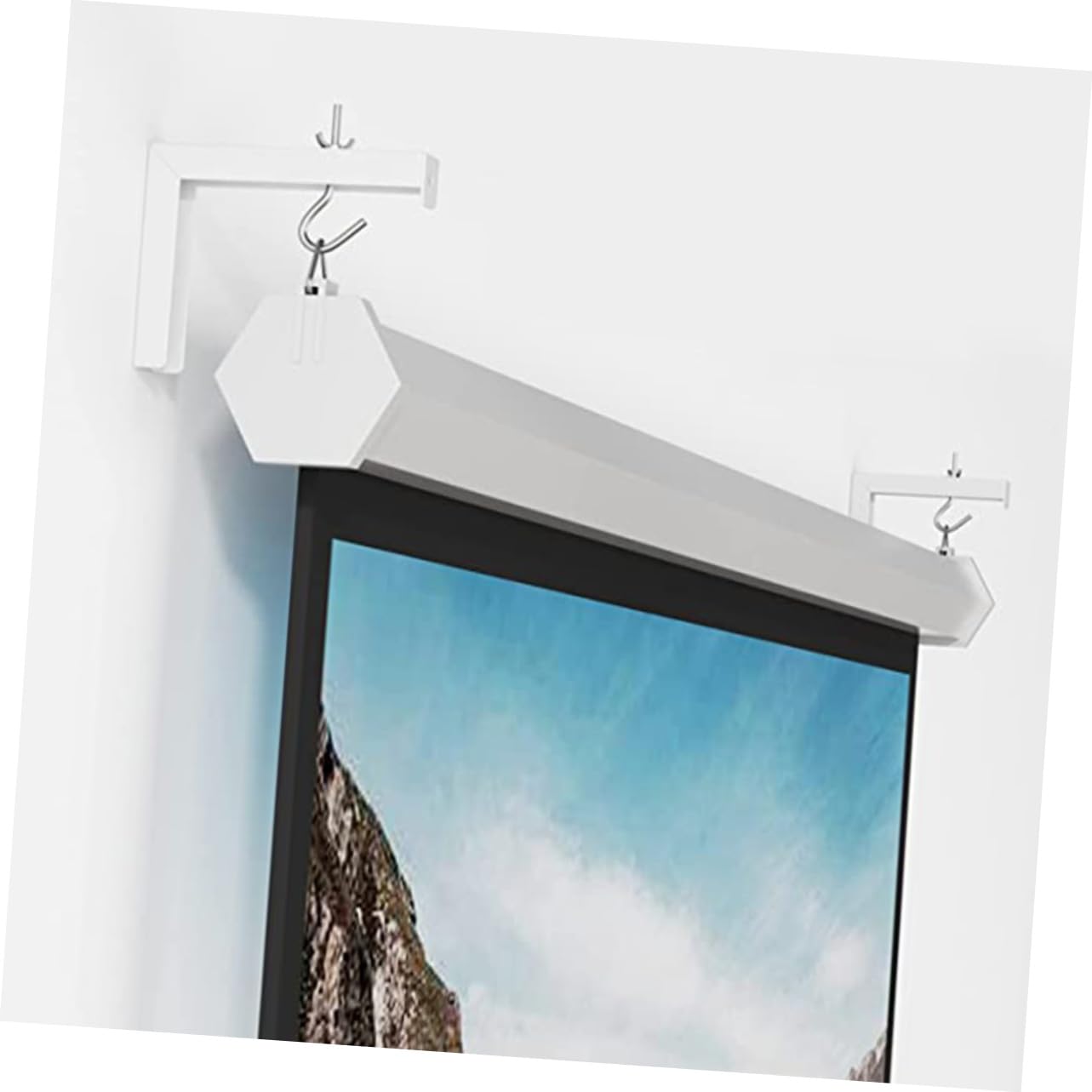 Housoutil 1 Set Projector Screen Wall Mount Bracket Easy Install Shaped Hook for Ceiling Wall Multi Functional Hanging for Home Theaters and Presentations