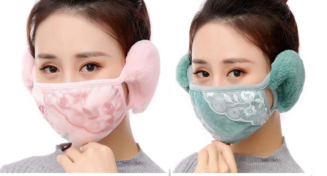 Warm Mask, Winter Mouth Muffle/Earmuffs/Unisex Winter Mouth Muffle/Earmuffs/Ear Winter Mask/Mask For Women_Pack Of 02
