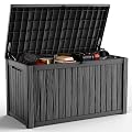 DRATO 200 Gallon Deck Box, Waterproof Resin Large Outdoor Storgae Box for Patio Furniture, Patio Cushions, Gardening Tools, Pool Supplies, Lockable (Black, 200 Gallon)