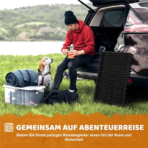 Yaheetech Hundekäfig 90 x 56 x 63 cm klappbar mit Trennwand, 2 Türen, Hundebox für zuhause mit ausziehbare Bodenschale, Transportkäfig Auto, Hundetransportbox Drahtkäfig für Hunde Welpe, L, Schwarz