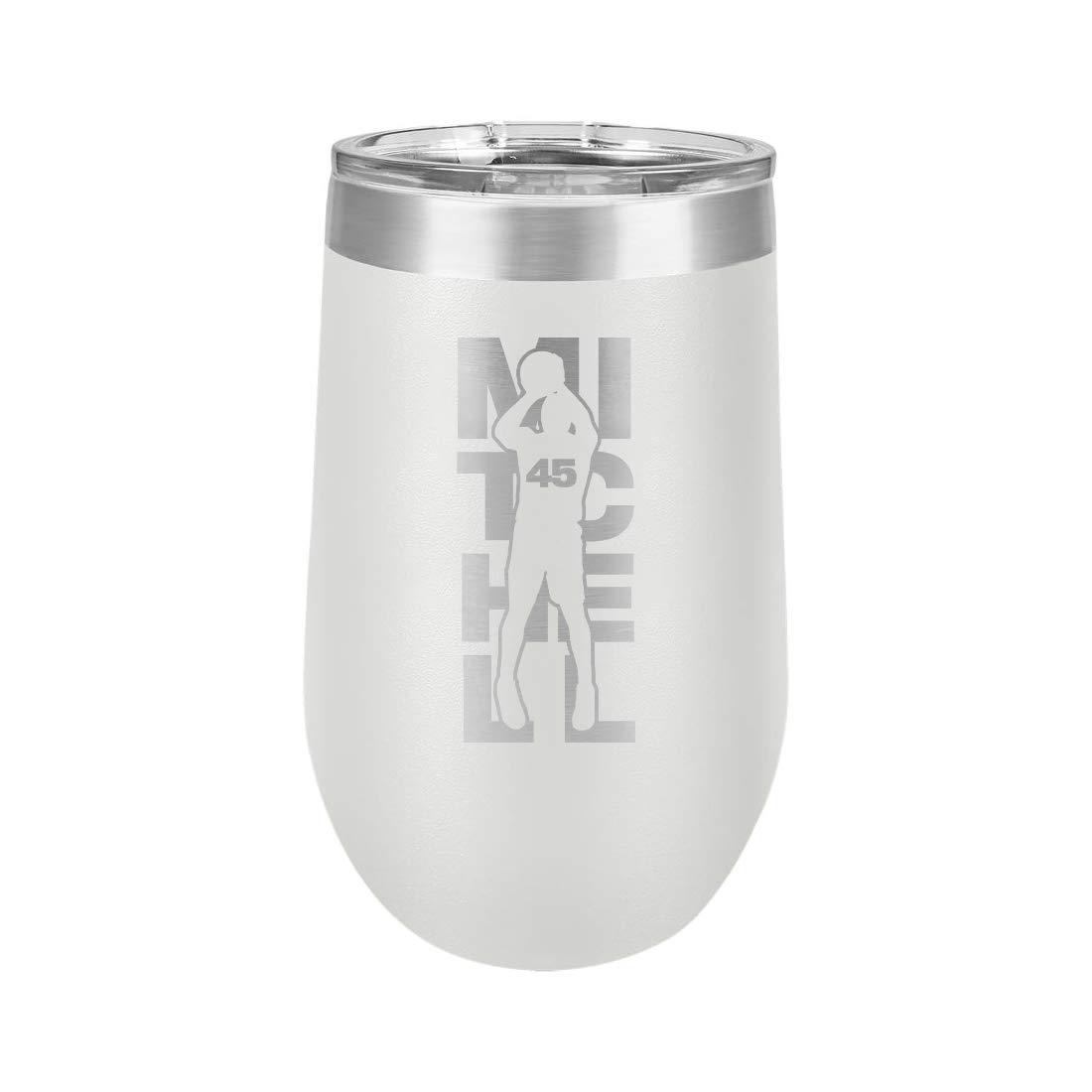 Basketball Sports Athletic Player Mitchell #45 - Polar Camel 16 oz. Vacuum Insulated Stemless Tumbler w/Lid (White)