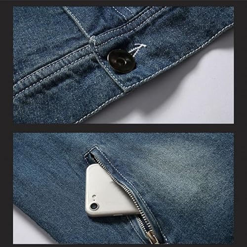 Men's Fur Collar Denim Jacket Male Sherpa Lined Distressed Denim Trucker Jacket Men Warm Winter Faux Fur Jeans Coat3