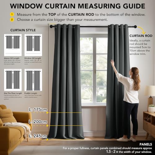 Image of Deconovo Room Darkening Thermal Insulated Blackout Grommet Window Curtains Panels Set of 2 for Living Room Dark Grey 42x63-Inch by Deconovo