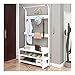 Perchero de dormitorio Perchero de piso de Madera Con Zapatero Fácil montaje Para Sombrero Ropa Monedero Bufandas Bolsos Zapatos Perchero Perchero (Color: Blanco cálido)