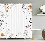 Ambesonne Modern Shower Curtain, Floral Branches with Geometric Flowers Nature Artwork Print, Cloth...