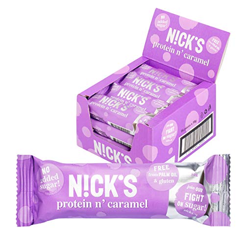 NICKS chocolate barritas de proteínas sin azúcar añadido, sin gluten 16x50g (Protein n Caramel)