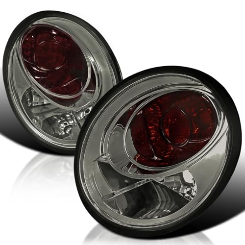 Spec-D Tuning Smoke Lens Tail Lights Compatible with 1998-2005 Volkswagen Beetle, Left + Right Pair Assembly
