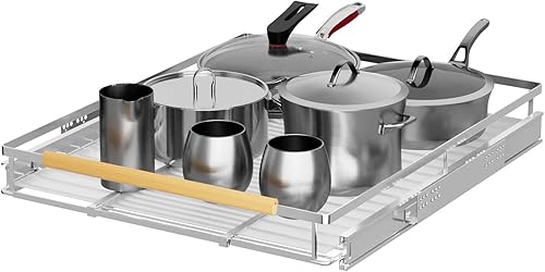 WEJIPP Organizador de gabinete extraíble para gabinete de cocina, cajón de gabinete de cocina resistente, estante de almacenamiento de acero
