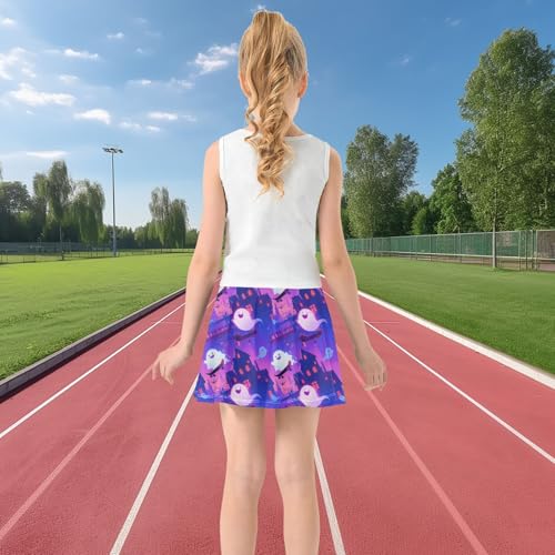 visesunny Girls Flowy Pleated Skirt Magic Cartoon Ghost Castle Tennis Golf Fashion Short Skorts for Casual Dance Outfit3