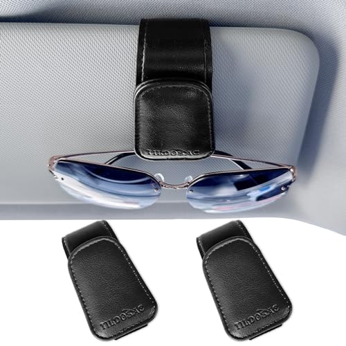 Image of TILDOSAC Magnetic Sunglass Holder for Car Visor,Leather Glasses Holder,Vehicle Accessories Sunglasses Visor Clip for Truck 2 Pack