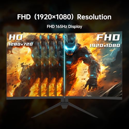 Image of KTC 32 Inch Curved Gaming Monitor, FHD 1080P 165Hz PC Monitor, 1500R, 122% sRGB with HDR, FreeSync Premium, HDMI 2.0x2, DisplayPort 1.4, VESA Compatible, Tilt Adjustable, Eye Care, H32S17C