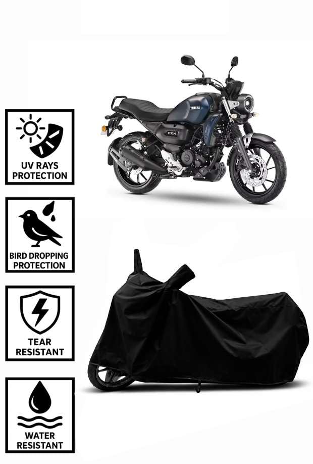 Image of Sheild Heavy Duty Waterproof Scooty & Bike Cover for Yamaha Fzx - UV Resistant, Dustproof & Rain Protection, All-Weather Outdoor Cover for Bikes & Scooty with Buckle Straps(Black)