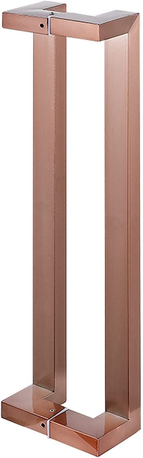 BHGFYXBS Double Sided Barn Door Handle, Commercial Rectangle Flat Shape Stainless Steel Push Pull Door Handles For Glass Door,Rose Gold-80Cm/31.5In,Rose Gold-80cm/31.5in