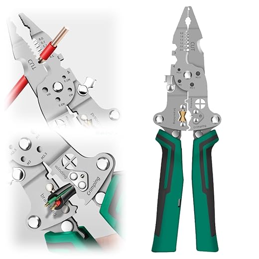 18-in-1 Foldable Electrician Pliers with Voltage Tester, Multi-Function Wire Stripper Tool for Cutting, Crimping & Wire Pulling, Professional Electrical Repair Kit (1pcs)