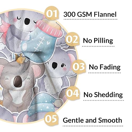 Koala Blanket Gifts - 40"x50" Cute Throw for Women, Girls - Colorful Soft Fuzzy Blankets for Couch & Sofa