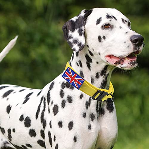 YoothBro Tactical Dog Collar with UK Flag Patch, K9 Military Nylon Collar with Heavy Duty Metal Buckle for Medium Large Dogs Yellow L - Image 2