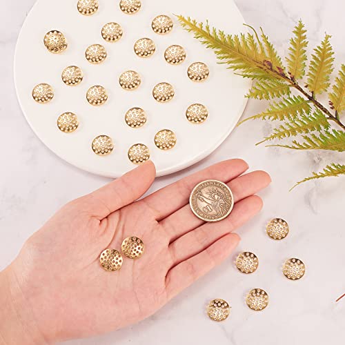 Image of LiQunSweet 200Pcs Brass Brooch Pendant Finger Ring Brooch Sieve Findings Perforated Disc Settings Flat Round for DIY Disc Dangle Drop Earrings Making Supplies - 14mm