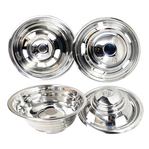 Image of 17 inch Dually 8 Lug Wheel Simulators for Ram 3500 03-18 | 304 Stainless Steel, 5 Vent Holes, Bolt On Hub Caps, Front Rear Polished, Fits 2003-2018 Dodge Ram 3500