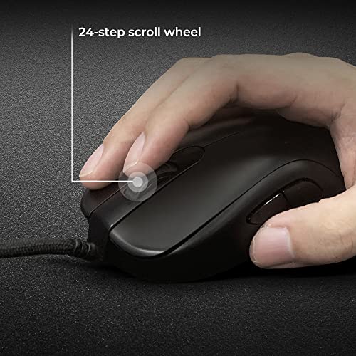 ZOWIE S1-C Mouse da gaming simmetrico per eSport,Peso ridotto,Cavo in paracord e rotella a 24 step per maggior personalizzazione,Senza driver,Finitura nero opaco,Dimensione Medio - Mouse gaming - Immagine 6