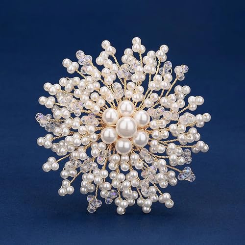 Image of Elegant Pearl Brooch Pins for Women, Brooch Lapel Pin Scarf Shawl Costume Pin Hat Bag Suit Dress Accessories CZ Pearl Brooches and Pins