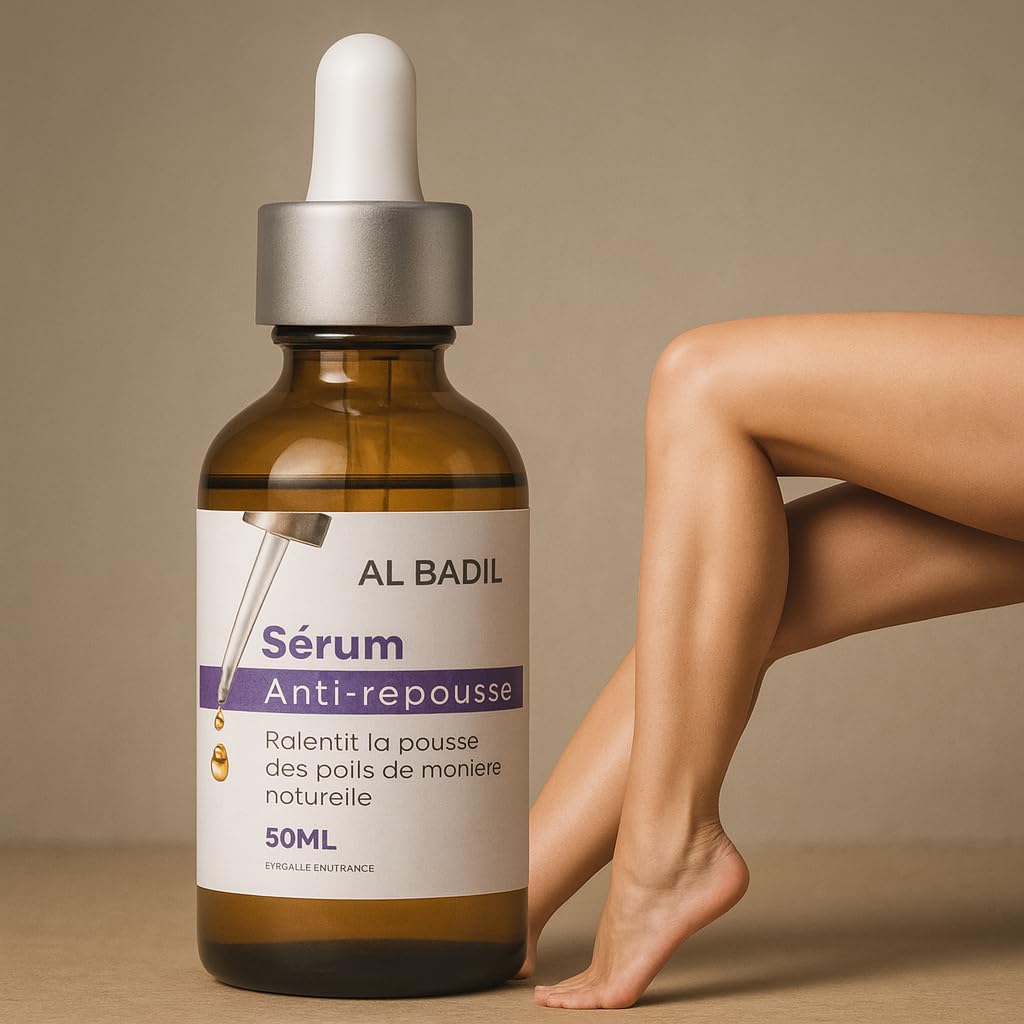 Sérum Anti-Repousse Poils - Inhibiteur 100% Naturel pour Femme et Homme, Indolore, Résultats Rapides, Lutte contre les Poils Incarnés "Made in France"