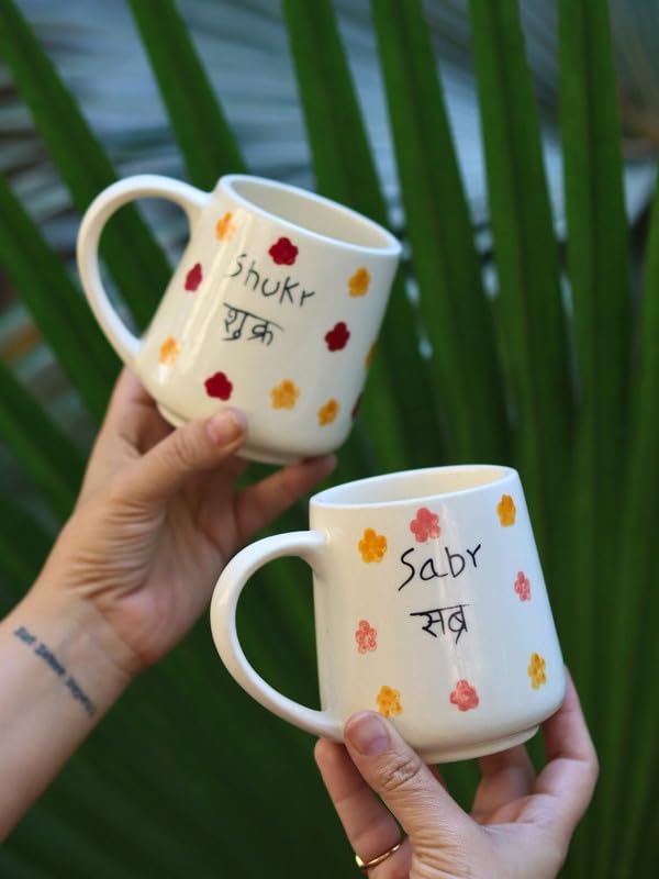 Image of WEAVING HOMES Chai Ho Jaye Ceramic Coffee Mug, Handmade Tea Cup for Chai, Coffee & Hot Beverages, Printed Mug for Home & Office, Gift for Tea Lovers, Friends, Family & Coworkers