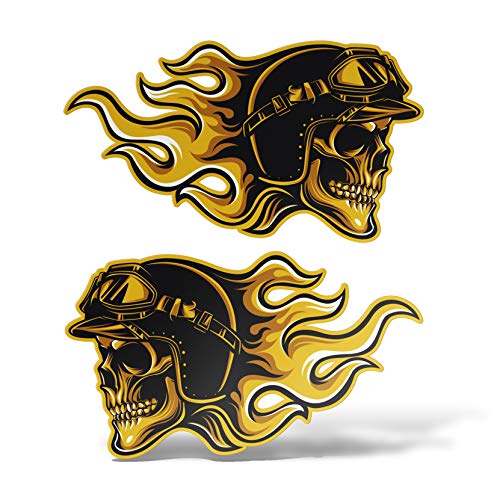 erreinge Sticker X2 Skull Biker Flammes DXe et à SX Shaped adhésif pour PVC Autocollant Peint Auto Moto Casque Camper pour Ordinateur Portable - 10 cm