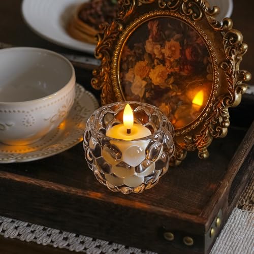 Image of Small Flickering Tea Light Flameless Candles with Battery and Remote,1.5 inch x2.5 inch Ivory LED 2 /4 /6 /8H Timer Votive Battery Operated Pillar Plastic Long Lasting 9pcs Tealight Candles