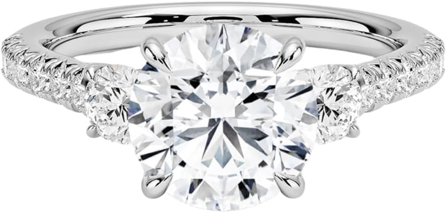 1-5 CT Lab Grown Diamond Three Stone, | 14K 18K 10K Solid Gold Engagement Anniversary Wedding Band Ring for Women, IGI CERTIFIED E-F Color and VVS1-2 Clarity